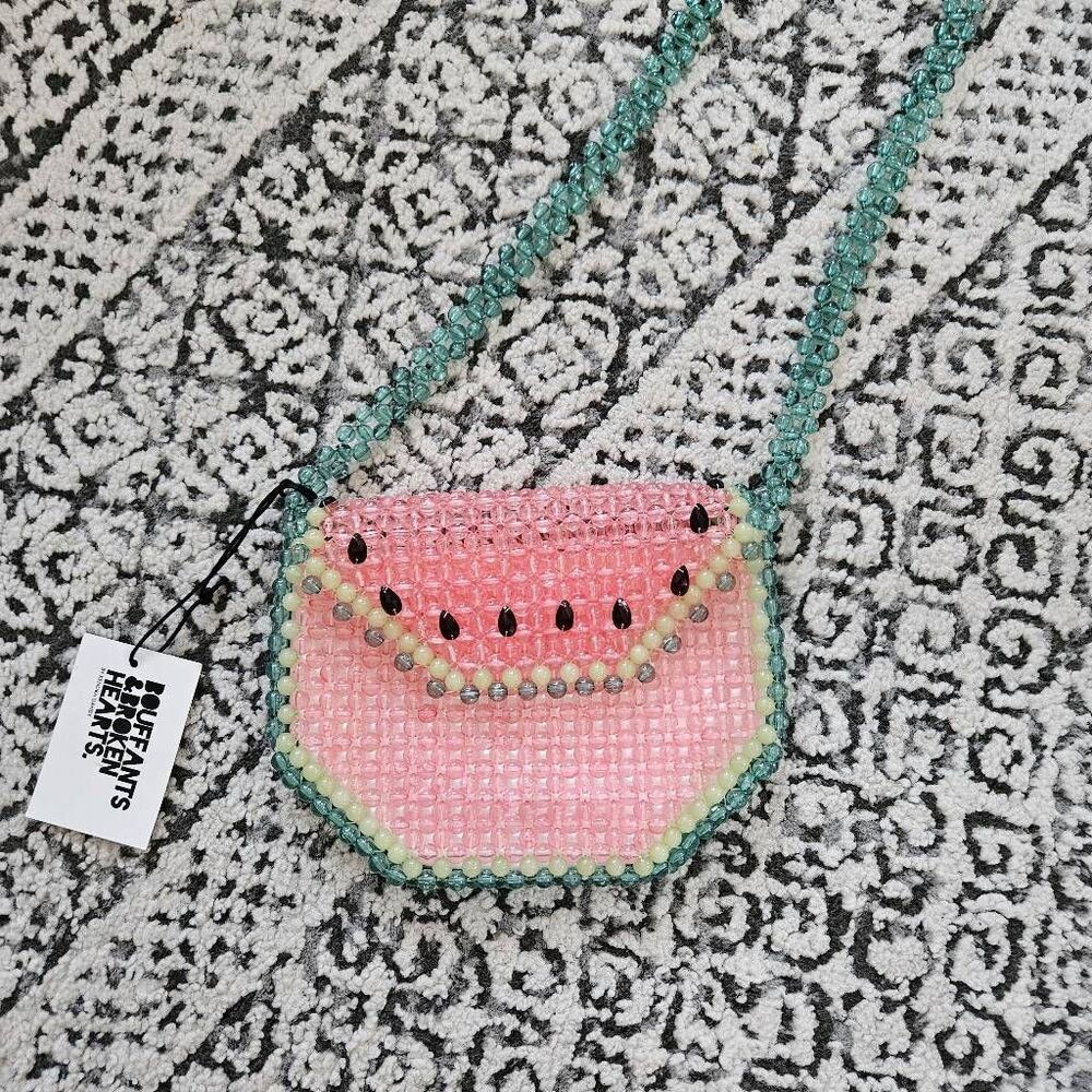 Bouffants & Broken Hearts Glass Bead Watermelon Crossbody Purse